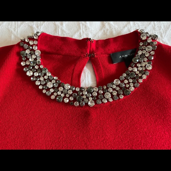 Ann Taylor Red Embellished Sweater Size L - Picture 3 of 8
